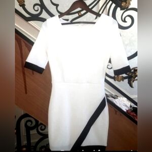 Necessary Clothing White and Black Midi Dress Medium